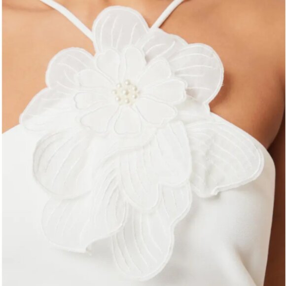 Janelle Floral Appliqué Halter Neck Cocktail Midi Dress - Picture 4 of 6